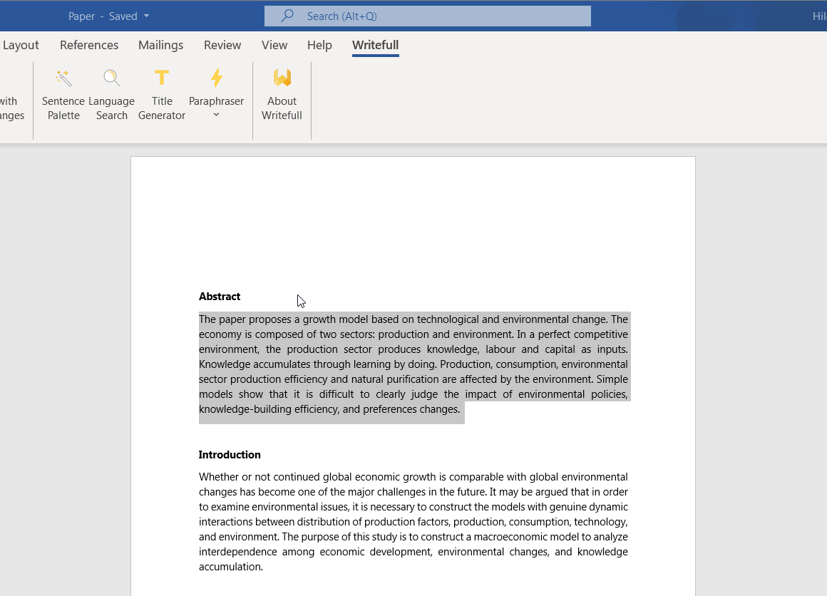 Title Generator And Paraphraser Added To Writefull For Word 